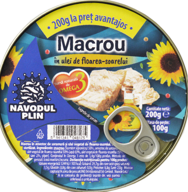 NAVODUL PLIN MACROU IN ULEI DE FLOAREA SOARELUI 160G