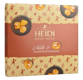 HEIDI GOOD MOOD PRALINE DIN CIOCOLATA CU LAPTE CU ALUNE INTREGI CARAMELIZATE 119G