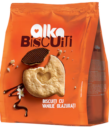 ALKA BISCUITI CU VANILIE GLAZURATI 180G